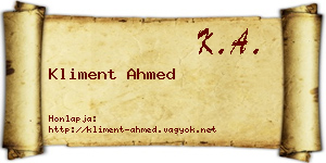 Kliment Ahmed névjegykártya